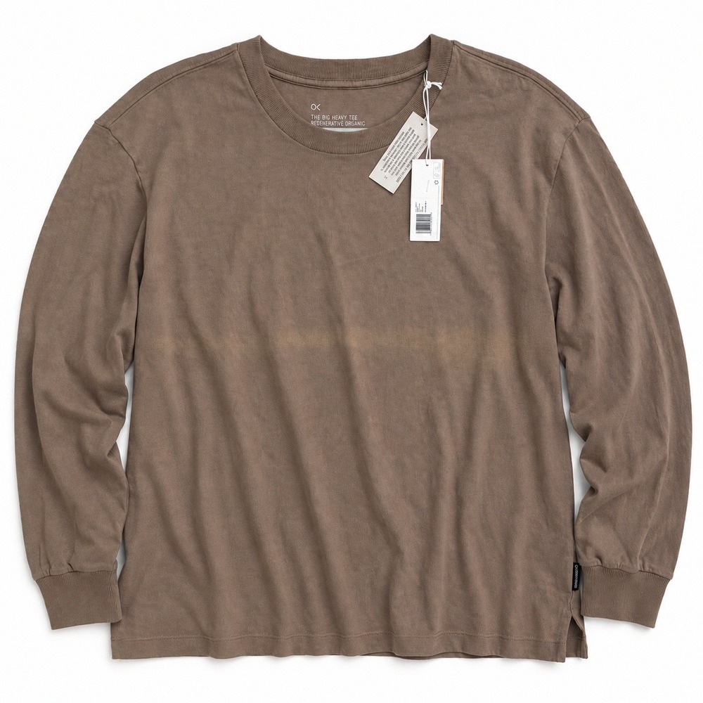 Outerknown T-Shirt Mens Large Brown The Big Heavy Tee LS 2280028 Organic Cotton
